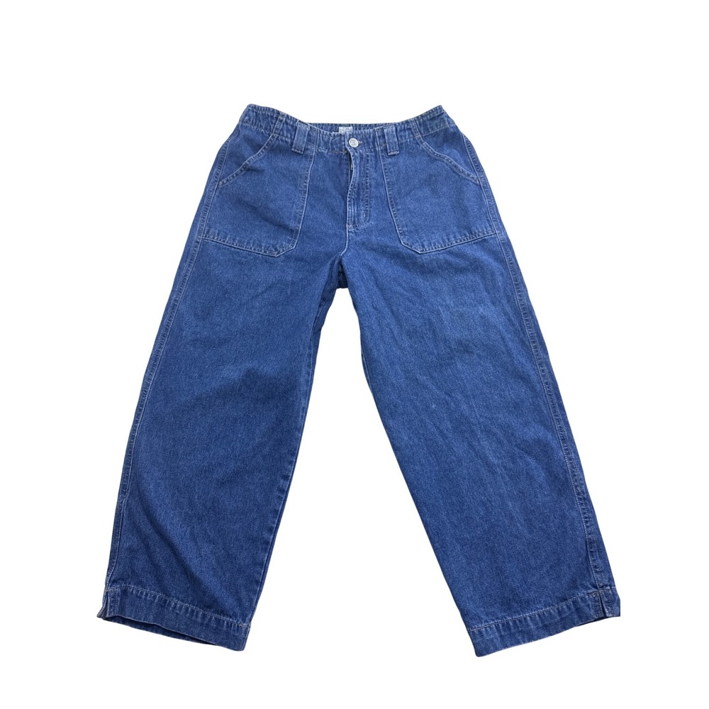 Essentials Style Wide Leg Carpenter Jeans Blue Denim High Rise Size 10 722580